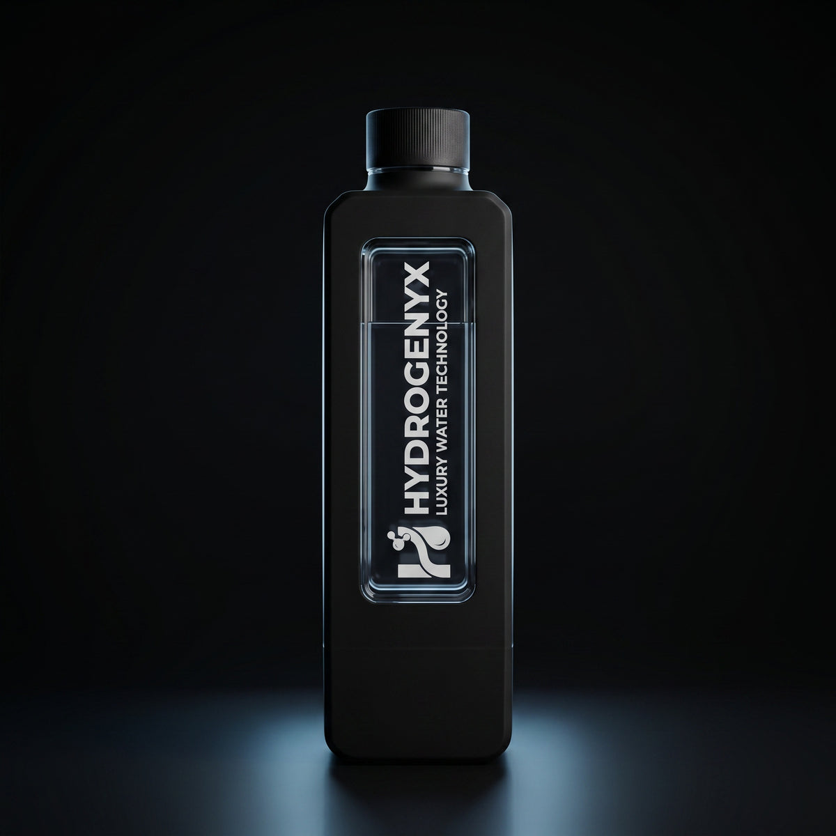 HYDROGENYX Flask — gourde à hydrogène moléculaire, fond noir studio